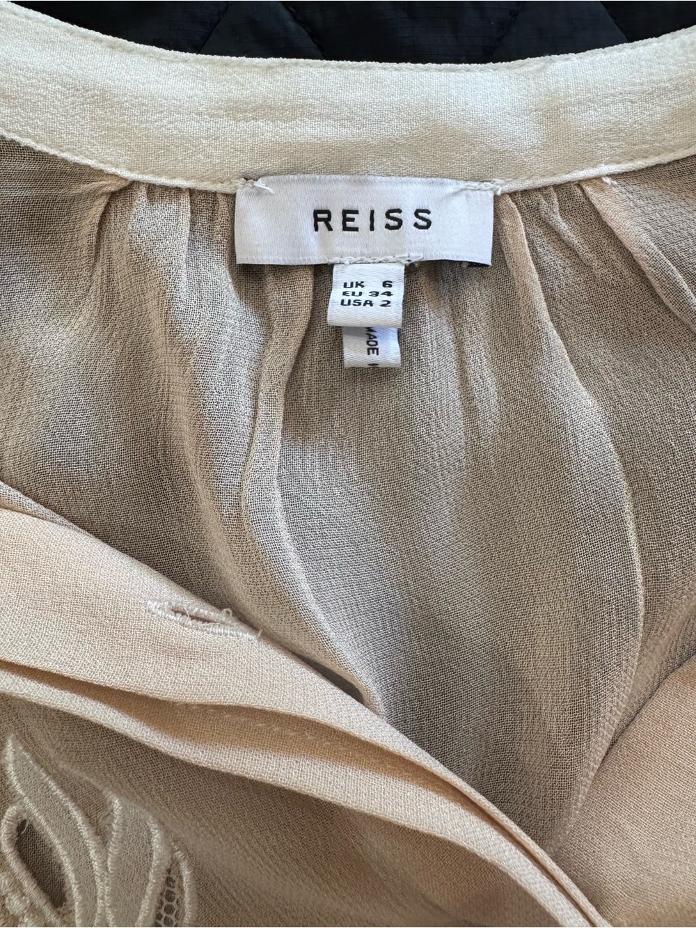 Reiss Sheer Embroidered Floral Button-Up Blouse in Beige - Picture 13 of 15